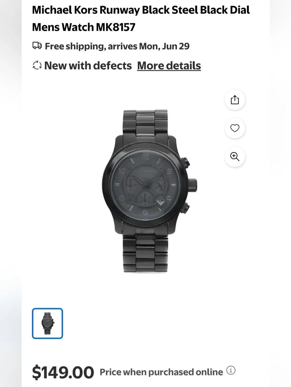 Men's Black Michael Kors Chronograph Watch